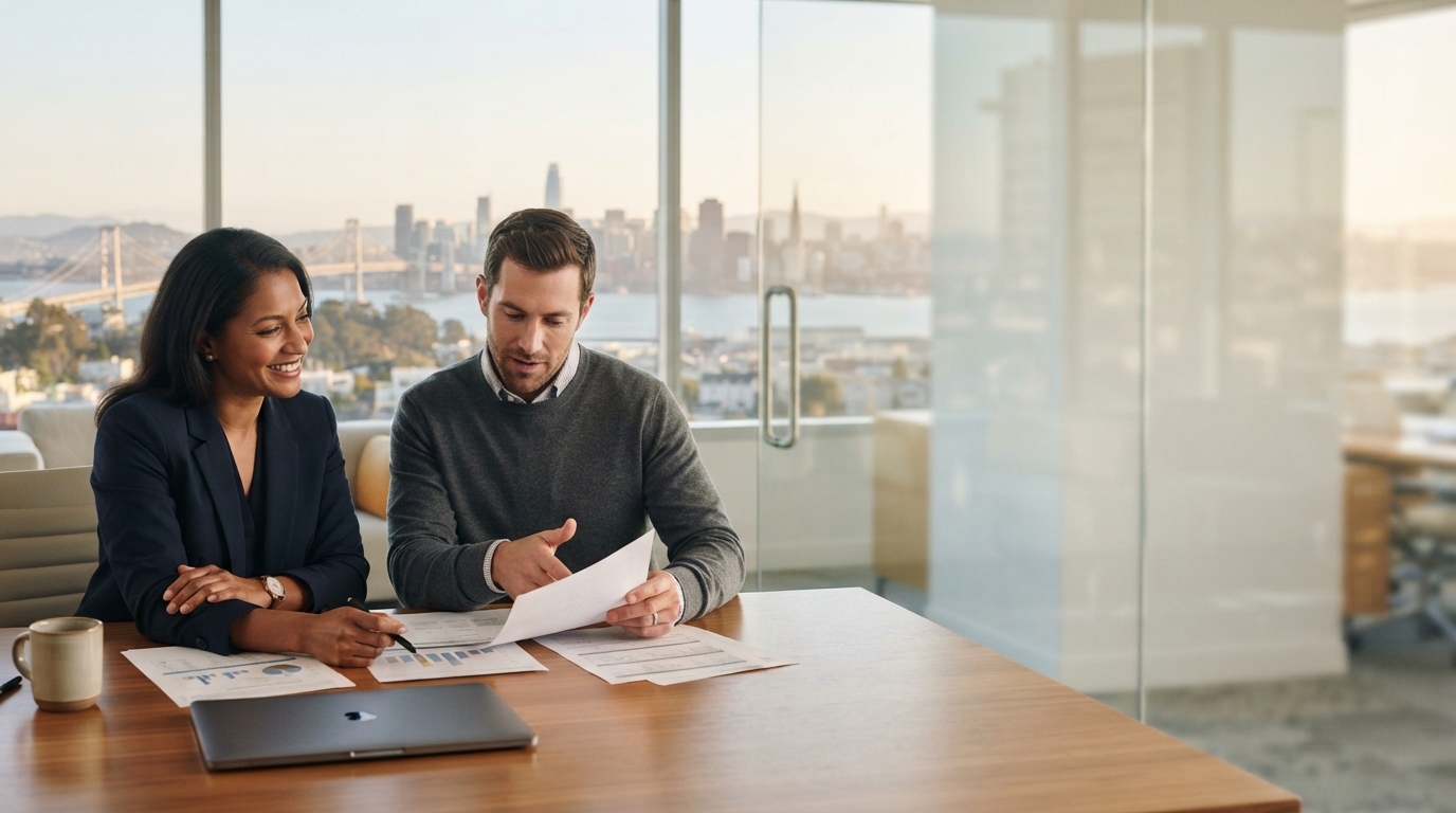 CantestaxFin advisor reviewing a retiree's portfolio data on screen